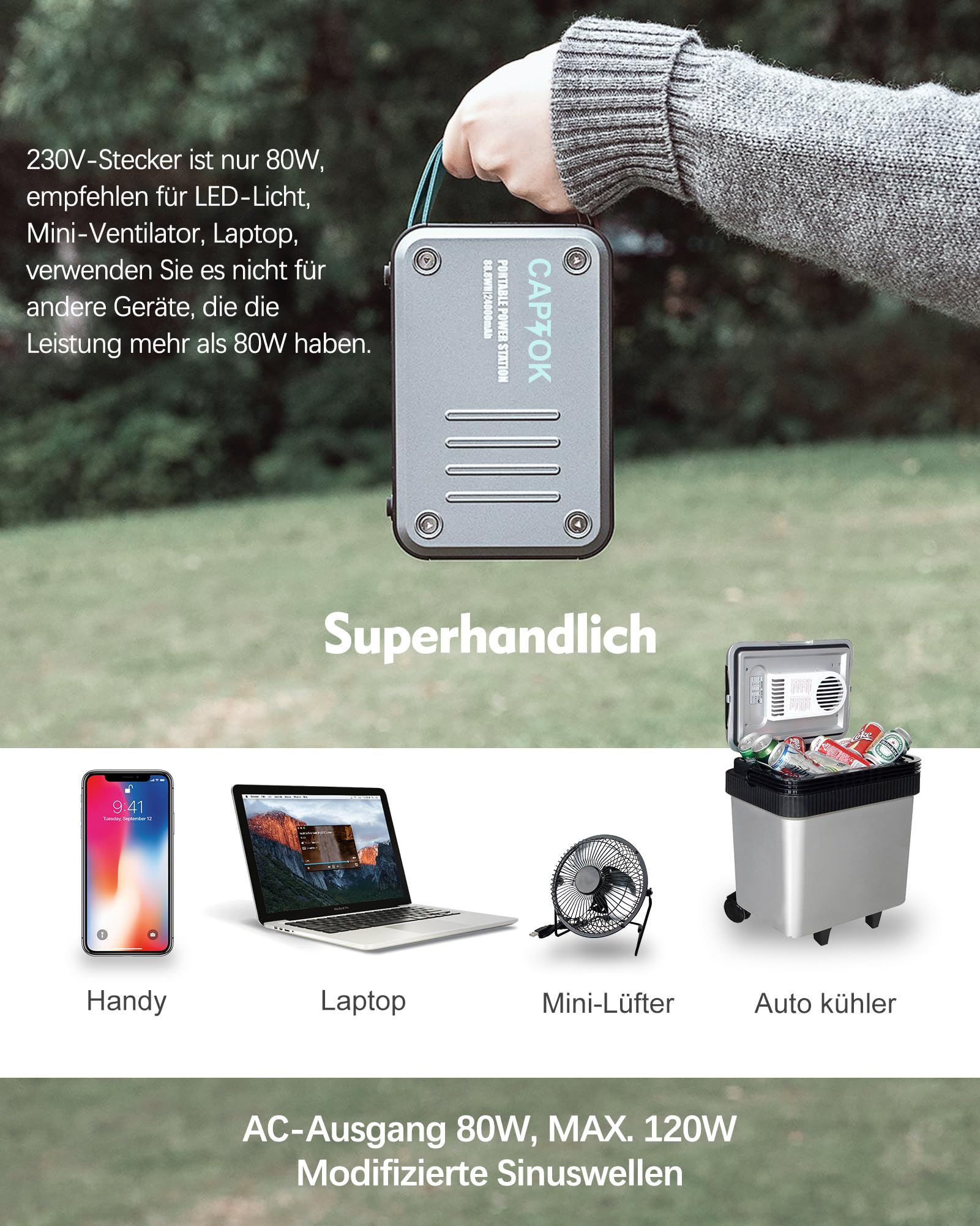 captok-power-bank-powerstation-88-8wh-230v-steckdose-120w-peak image 6
